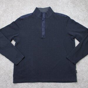 BOSS Hugo Boss Sweater Mens Large Blue Persano 1/4 Zip Regular Fit Sweatshirt